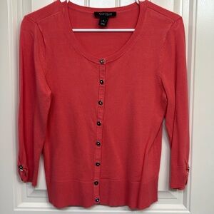 White House Black Market Knit Button Down 
 Cardigan sweater‎ size small Coral